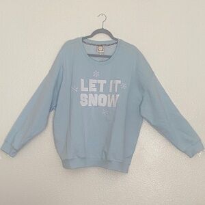 TRU SELFT Light Blue 'Let It Snow' retro Sweater. Size 3XL